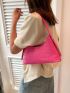 Crocodile Embossed Baguette Bag Pink Fashionable For Daily