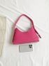 Crocodile Embossed Baguette Bag Pink Fashionable For Daily