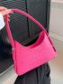 Crocodile Embossed Baguette Bag Pink Fashionable For Daily