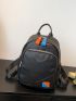 Litchi Embossed Classic Backpack Black Casual Adjustable Strap