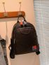 Litchi Embossed Classic Backpack Black Casual Adjustable Strap