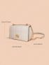 Metal Decor Quilted Flap Square Bag White Genuine Leather Fashionable