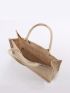 Letter Graphic Shopper Bag Khaki Double Handle For Daily