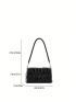 Small Ruched Bag Turn Lock Solid Black Minimalist