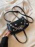 Metal & Chain Decor Hobo Bag Black Fashionable