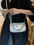 Metal & Chain Decor Hobo Bag White Fashionable For Daily