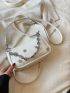 Metal & Chain Decor Hobo Bag White Fashionable For Daily