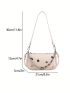 Metal & Chain Decor Hobo Bag White Fashionable For Daily