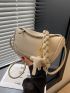 Small Flap Crossbody Bag Embossed Detail Braided Strap