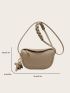 Small Flap Crossbody Bag Embossed Detail Braided Strap