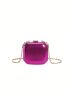 Mini Hot Pink Chain Box Bag Fashionable For Daily