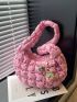 Pink Minimalist Ruched Bag With Bag Charm