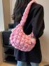 Pink Minimalist Ruched Bag With Bag Charm