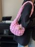 Pink Minimalist Ruched Bag With Bag Charm