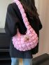 Pink Minimalist Ruched Bag With Bag Charm