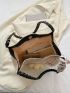 Twilly Scarf & Flower Decor Straw Bag Beige Double Handle For Vacation