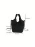 Mini Studded Decor Chain Bucket Bag Black Punk