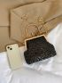 Small Square Bag Sequin Decor Kiss Lock Chain