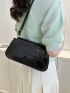 Crocodile Embossed Flap Crossbody Bag Black Medium