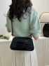 Crocodile Embossed Flap Crossbody Bag Black Medium