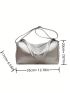 Fashionable Hobo Bag Silver Litchi Embossed Adjustable-strap PU