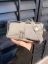 Funky Square Bag Metallic Silver Crocodile Embossed Metal Decor PU