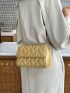 Fashionable Square Bag Gold Quilted Chain PU