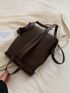 Buckle Decor Flap Backpack Adjustable Strap Fashion PU