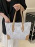 Geometric Pattern Shoulder Tote Bag PU Elegant