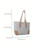 Geometric Pattern Shoulder Tote Bag PU Elegant