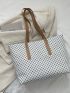 Geometric Pattern Shoulder Tote Bag PU Elegant