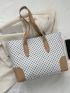 Geometric Pattern Shoulder Tote Bag PU Elegant