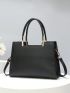 Letter Decor Square Bag PU Black Double Handle Fashionable