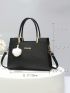 Letter Decor Square Bag PU Black Double Handle Fashionable