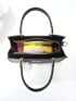 Letter Decor Square Bag PU Black Double Handle Fashionable