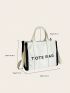 Zipper Top Handle Bag Casual Letter Graphic High-capacity Adjustable Strap