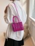 Funky Square Bag Metallic Pink Quilted Adjustable-strap PU