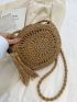 Tassel Decor Straw Bag Vacation Style