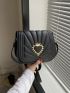 Quilted Square Bag Heart Decor Black Flap Fashion