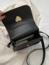 Quilted Square Bag Heart Decor Black Flap Fashion