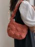 Mini Hobo Bag Quilted Pattern Minimalist Solid Color