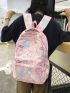 Medium Classic Backpack Letter & Cartoon Graphic Preppy