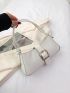 Geometric Embossed Buckle Decor Baguette Bag Knot Design Strap