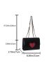 Mini Quilted Pattern Flap Square Bag Heart Decor