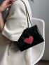 Mini Quilted Pattern Flap Square Bag Heart Decor