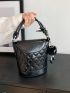 Mini Quilted Pattern Flap Bucket Bag Knot Design Strap