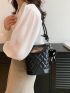 Mini Quilted Pattern Flap Bucket Bag Knot Design Strap