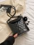 Mini Quilted Pattern Flap Bucket Bag Knot Design Strap