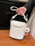 Mini Quilted Pattern Flap Bucket Bag Knot Design Strap