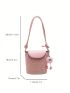 Mini Quilted Pattern Flap Bucket Bag Knot Design Strap